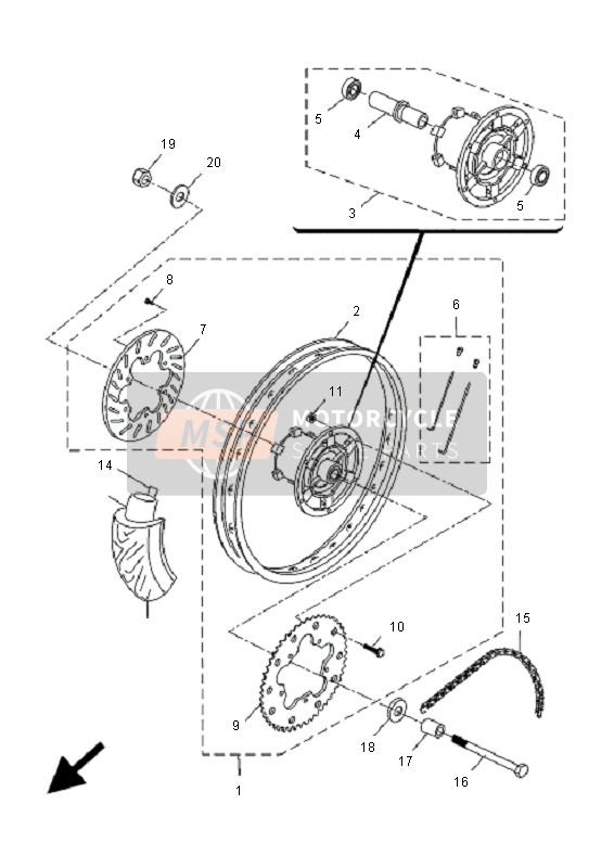 14PF53040000, Spoke Set, Rear, Yamaha, 0